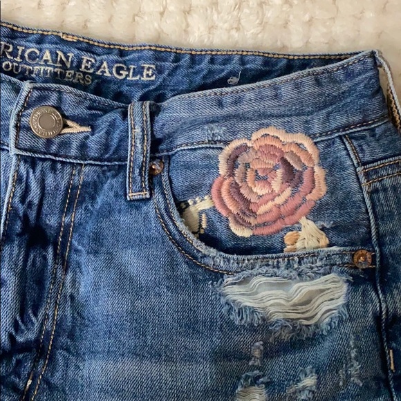 Embroidered American Eagle Jean Shorts - Picture 2 of 6